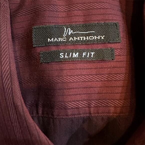 Marc Anthony Men's M Red Pinstripe Long Sleeve Button-Down Dress Shirt - Picture 3 of 9